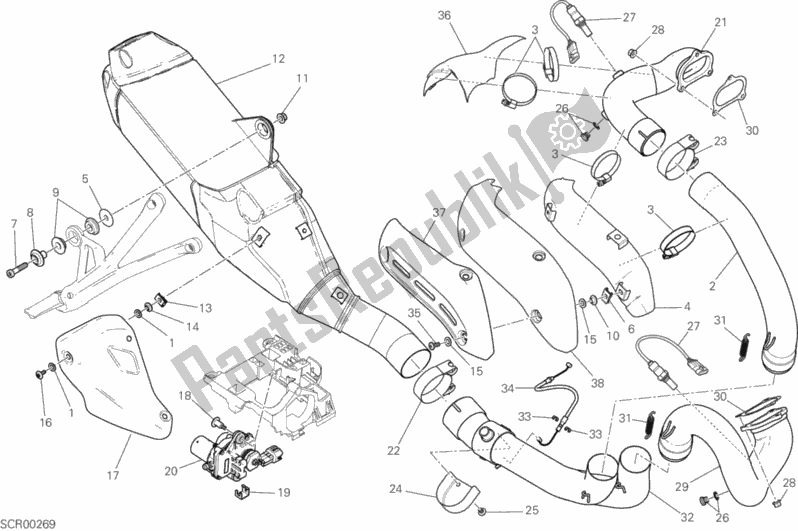 Wszystkie części do System Wydechowy Ducati Monster 821 USA 2018